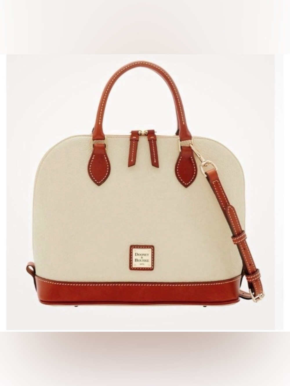 Dooney & Bourke Pebble Grain Zip Satchel Bone Leather Shoulder Bag Strap $308